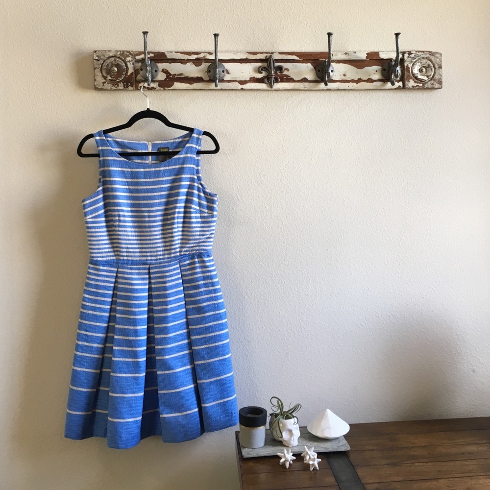 Blue Striped Sleeveless Dress